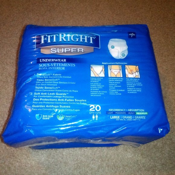SUPER Maximum Absorbency FightRight Adult Briefs : Anti-Leak Guards. Unisex - Picture 2 of 7